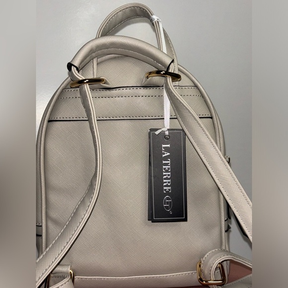 NWT La Terra Small Gray Peta Approved Vegan Leather Backpack - Picture 2 of 5